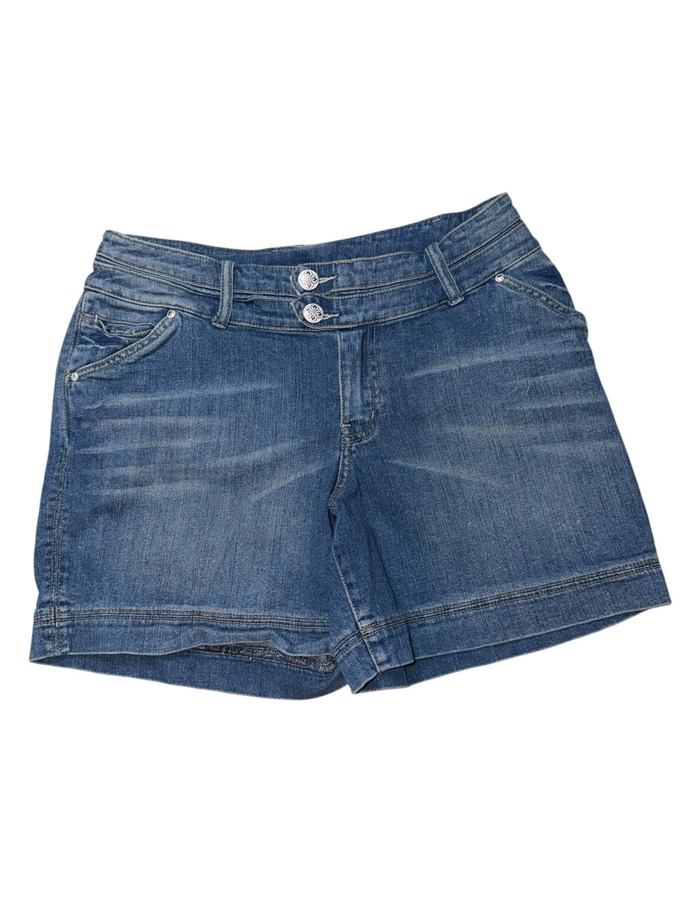 Lane Bryant Women's Medium Blue Double-Button Denim Shorts